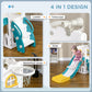 Qaba 4 in 1 Toddler Slide with Basketball Hoop, Climber, Telescope, Storage Basket, for 1-3 Years Kids Indoor Use, Yellow