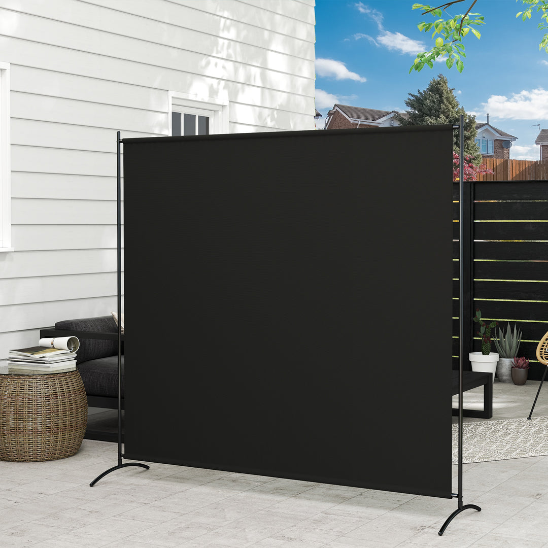 Outsunny Single Panel Room Divider, UV30+ Privacy Screen, Indoor Outdoor Privacy Panel with Stable Base, Black