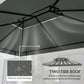 Outsunny 13' x 10' Gazebo Replacement Canopy, 2 Tier Top Roof Garden Pavilion UV Cover, Brown (TOP ONLY)