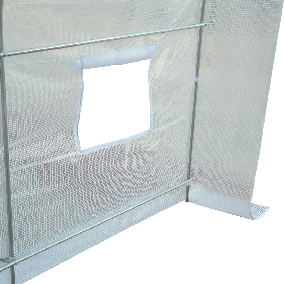 Outsunny 8.2x6.6x6.6ft Walk-in Tunnel Greenhouse Portable Garden Plant Growing Warm House with Door and Ventilation Window, White