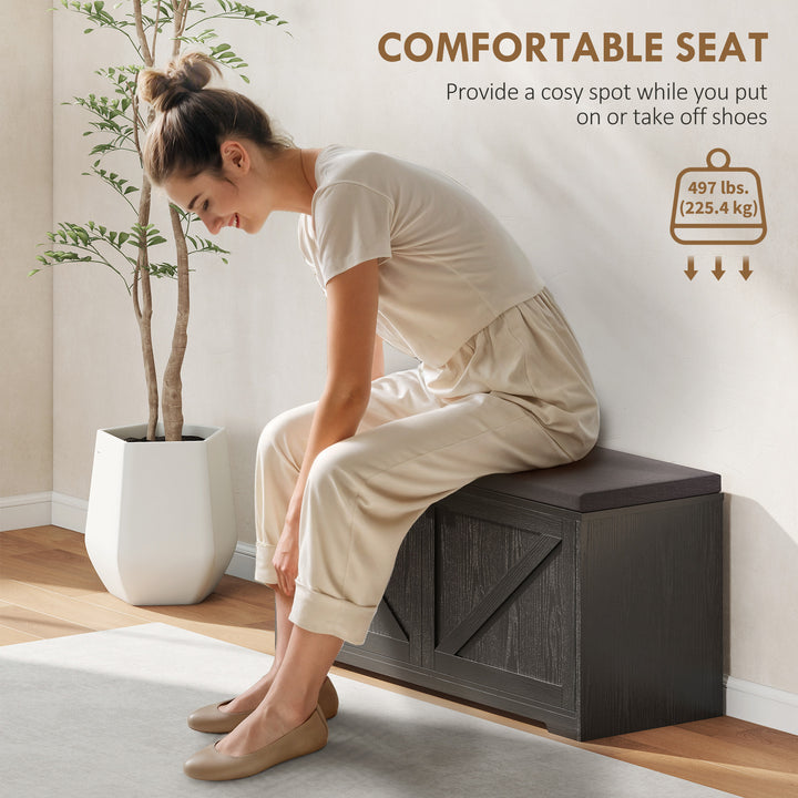 HOMCOM Shoe Storage Bench with Padded Seat, Entryway Bench Holds up to 352 lb, Shoe Organizer, 8 Pairs, Light Grey