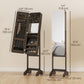 HOMCOM Freestanding Mirror Jewelry Cabinet Armoire, LED Lighted Jewelry Organizer with Stand, Angle Adjustable, White