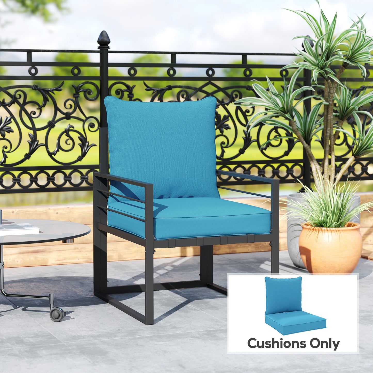 Outsunny Patio Chair Cushions, Thick Deep Seat Outdoor Seat Cushion with Back Cushion, Beige