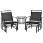 Outsunny Outdoor Glider Bench with Coffee Table, Patio 2-Seat Rocking Chair Swing Loveseat with Breathable Sling for Backyard Garden Porch, Black