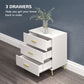 HOMCOM 3 Drawer Cabinet, Drawer Chest for Bedroom, Chest of Drawers with Aluminium Legs and Gold Handles, Dark Grey
