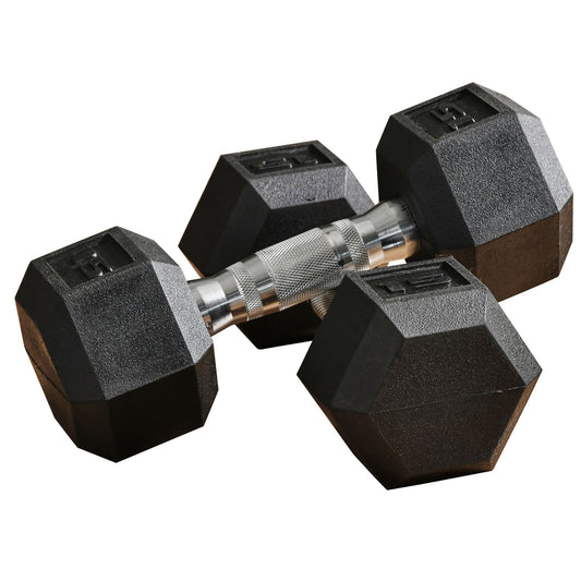 Soozier Rubber Dumbbells Weight Set, Total 30lbs(15lbs Each) Dumbbell Hand Weight for Body Fitness Training for Home Office Gym, Black