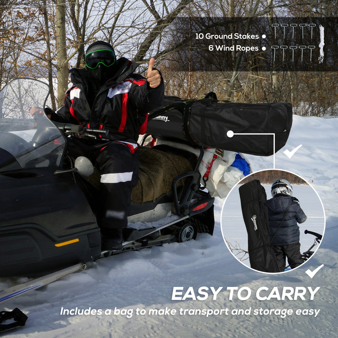 Outsunny 5-8 Person Pop-up Ice Fishing Shelter, Portable Ice Fishing Tent, Black