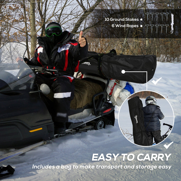 Outsunny 5-8 Person Pop-up Ice Fishing Shelter, Portable Ice Fishing Tent, Black