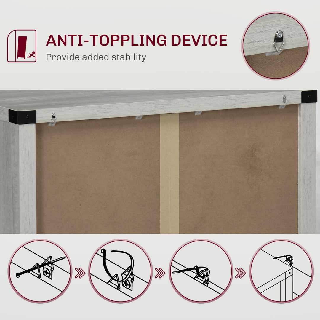 HOMCOM Farmhouse Kitchen Storage Cabinet, Sideboard Buffet Cabinet with 2 Rustic Barn Doors and Drawer, Oak