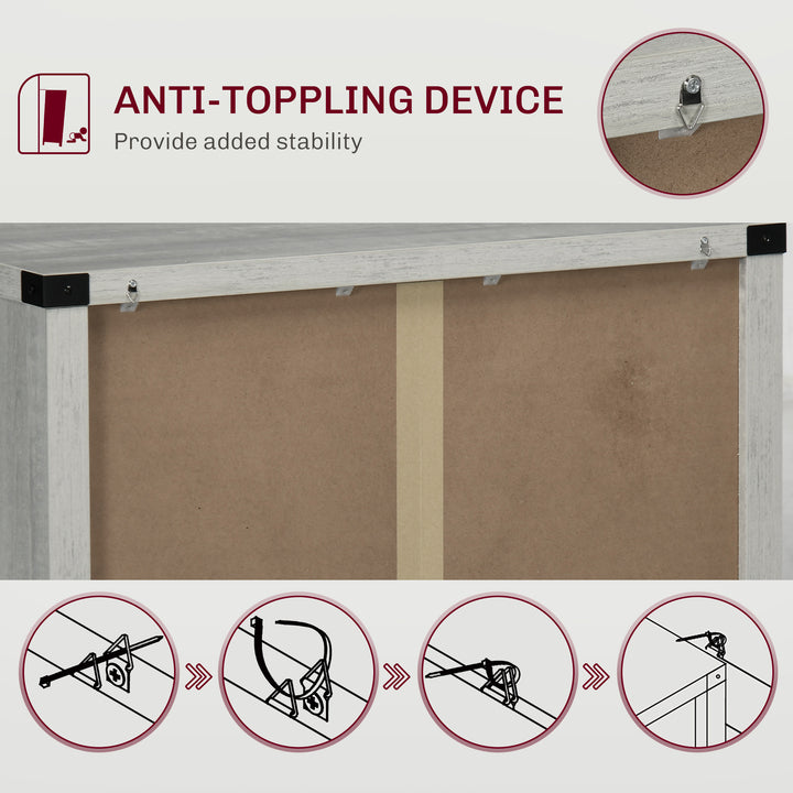 HOMCOM Farmhouse Kitchen Storage Cabinet, Sideboard Buffet Cabinet with 2 Rustic Barn Doors and Drawer, Oak