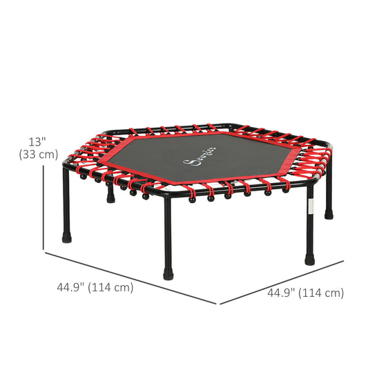 Soozier 45" Rebounder Trampoline for Adult, Quiet Bungee Rebounder with LED Lights Remote Control, Red