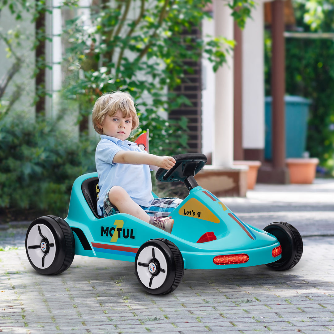 Qaba 6V Electric Go Kart for Aged 3-5 Kids with Music, Light, Horn, Blue