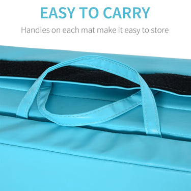 Soozier 4'x8'x2" Folding Gymnastics Tumbling Mat, Exercise Mat with Carrying Handles for Yoga, MMA, Martial Arts, Stretching, Core Workouts, Light Blue