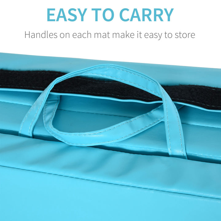 Soozier 4'x8'x2" Folding Gymnastics Tumbling Mat, Exercise Mat with Carrying Handles for Yoga, MMA, Martial Arts, Stretching, Core Workouts, Light Blue