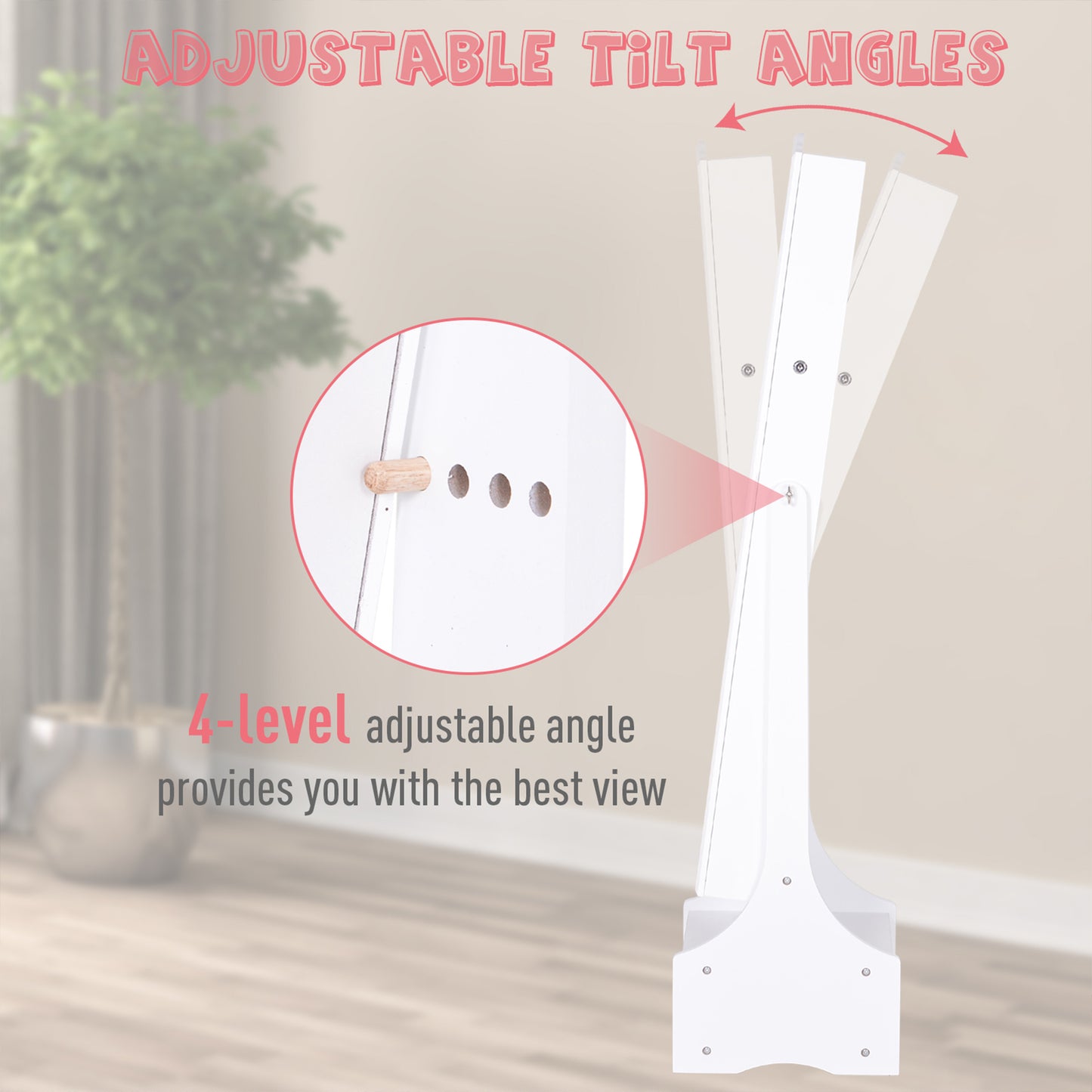 HOMCOM Standing Jewelry Cabinet Organizer Jewelry Armoire with LED Lights, Full Length Mirror, Adjustable Angle, White