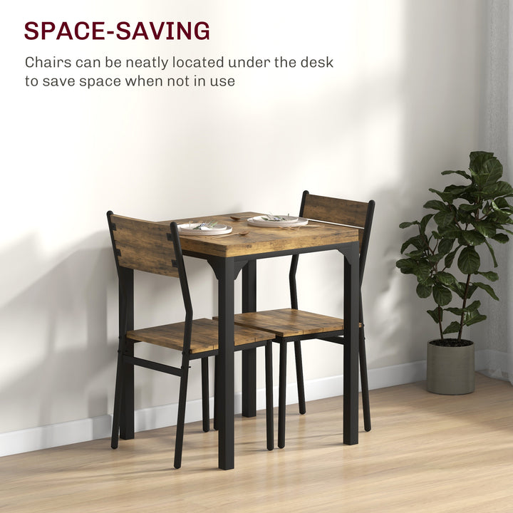 HOMCOM Dining Table Set for 2, 3 Piece Kitchen Table and Chairs with Metal Legs for Small Spaces, Natural Wood