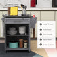HOMCOM Kitchen Island with Stainless Steel Top, Rolling Kitchen Cart on Wheels with Storage Drawer, Cabinet, Towel Rack and Spice Rack (Black)