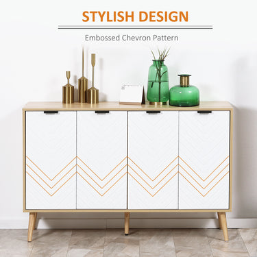 HOMCOM Modern Sideboard and Buffet, Dining Room Cabinet with Adjustable Shelves and 4 Doors, Natural
