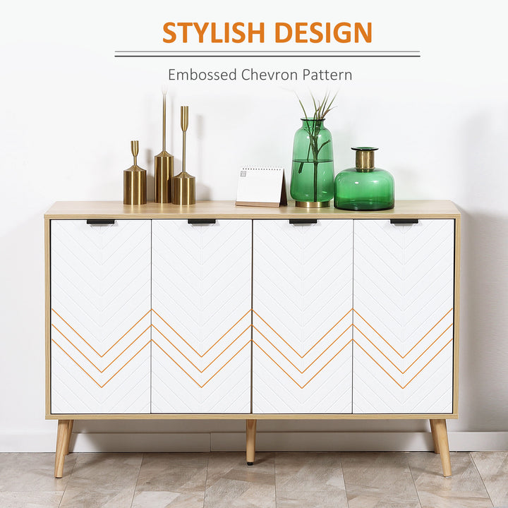 HOMCOM Modern Sideboard and Buffet, Dining Room Cabinet with Adjustable Shelves and 4 Doors, Natural