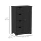 kleankin Bathroom Storage Cabinet, Floor Cabinet with Adjustable Shelf and 4 Drawers, Side Cabinet for Washroom, White