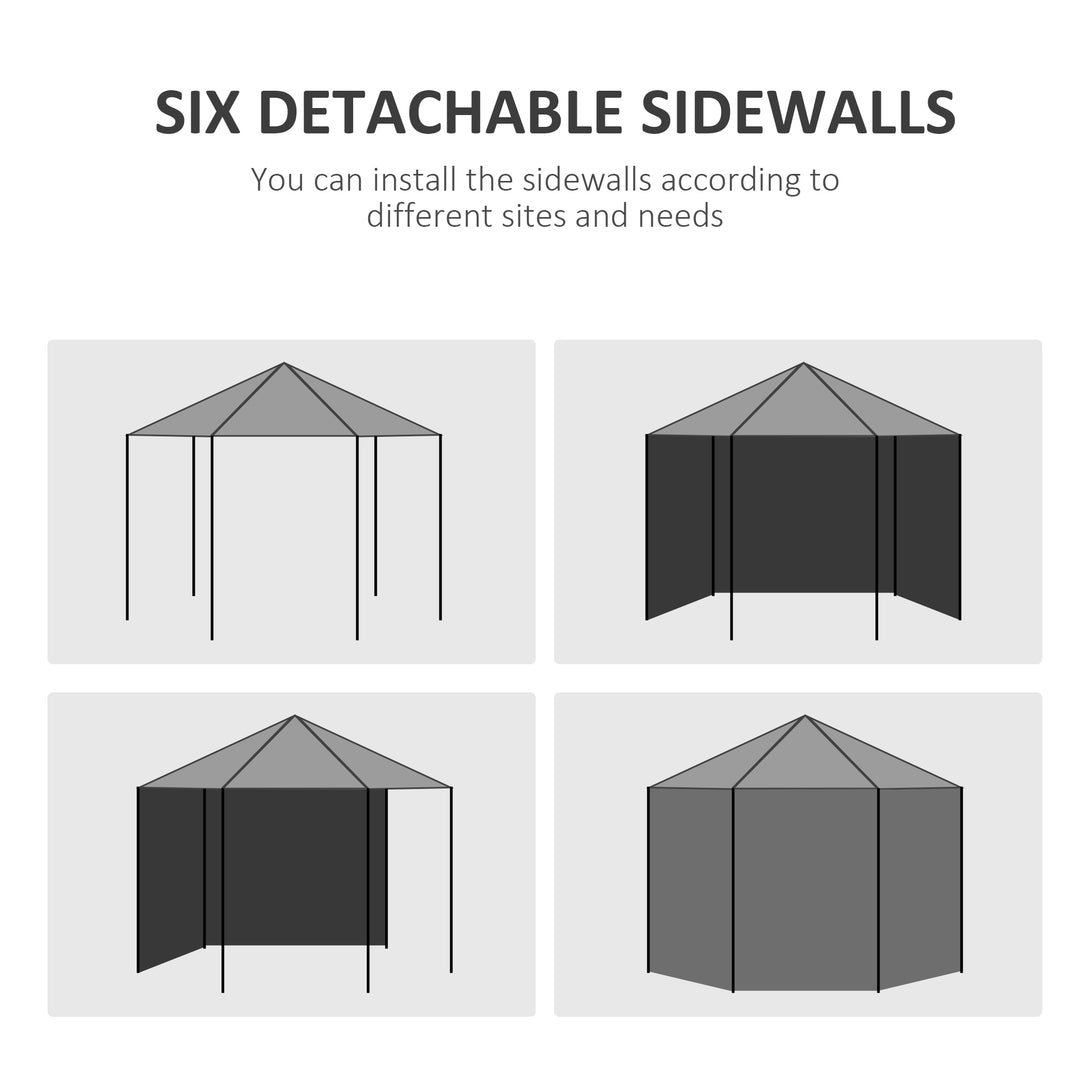 Outsunny 13 ft Party Tent Wedding Gazebo Outdoor Waterproof PE Canopy Shade with 6 Removable Side Walls