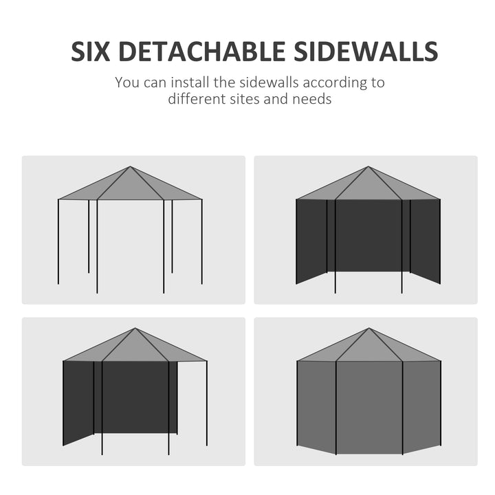 Outsunny 13 ft Party Tent Wedding Gazebo Outdoor Waterproof PE Canopy Shade with 6 Removable Side Walls