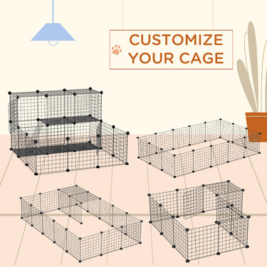 PawHut Small Animal Cage Rabbit Cage with Door, Guinea Pig Playpen, Small Animal Fence for Bunny, Chinchilla, Freret, Chinchilla, Indoor and Outdoor Use, Total 31 Panels, 41.3" x 41.3" x 27.6"