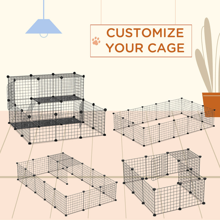 PawHut Small Animal Cage Rabbit Cage with Door, Guinea Pig Playpen, Small Animal Fence for Bunny, Chinchilla, Freret, Chinchilla, Indoor and Outdoor Use, Total 31 Panels, 41.3" x 41.3" x 27.6"