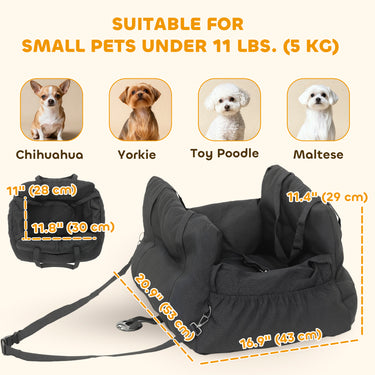 PawHut Dog Car Seat for Small Pets, Dog Booster Car Seat with Cushion and Storage Pockets, Machine Washable, Black
