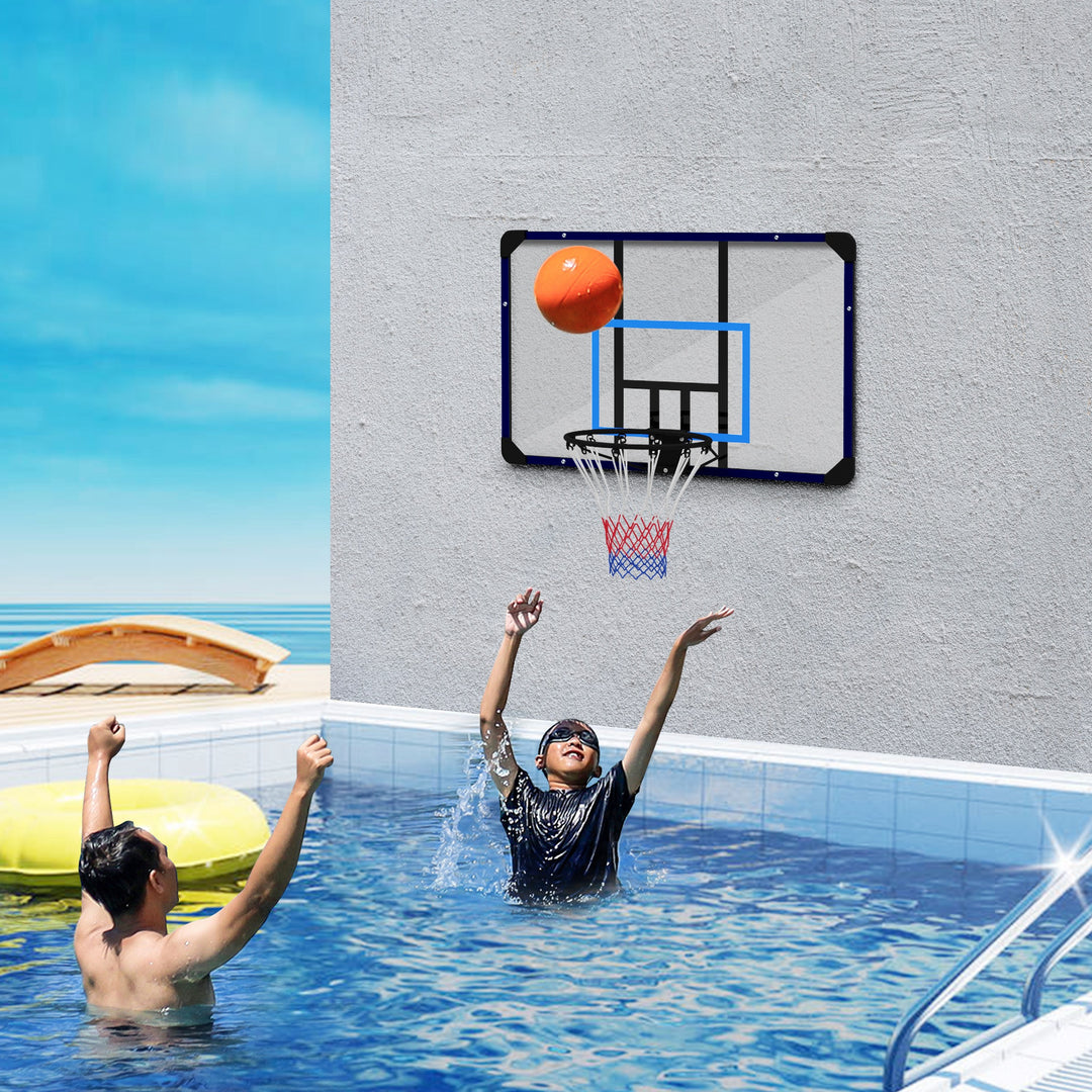 Soozier Wall Mounted Basketball Hoop, Mini Hoop with 45" x 29" Shatter Proof Backboard, Durable Rim and All-Weather Net for Indoor and Outdoor Use