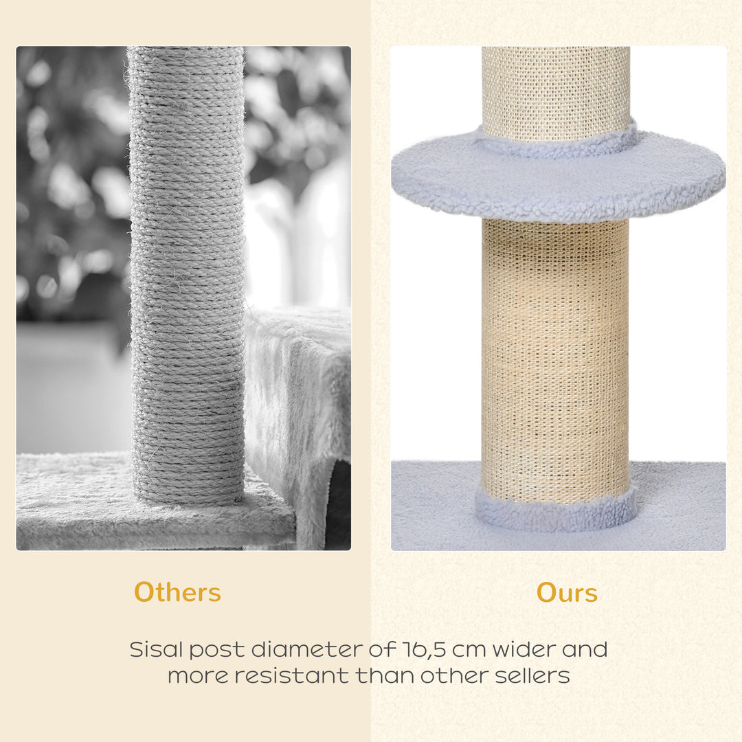 PawHut Cat Tree Kitty Tower with Sisal Mat Scratching Post, Cat Bed, Cushion, Perch, 18" x 18" x 36", Brown