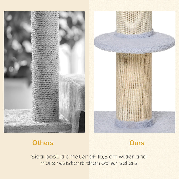 PawHut Cat Tree Kitty Tower with Sisal Mat Scratching Post, Cat Bed, Cushion, Perch, 18" x 18" x 36", Brown