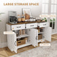 HOMCOM Sideboard Buffet Cabinet with Storage, Modern Coffee Bar Cabinet with 3 Drawers and Adjustable Shelves, Distressed White