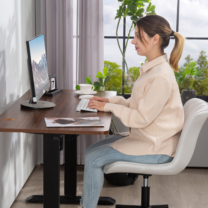 HOMCOM Armless Office Chair, 360° Swivel Desk Chair with Adjustable Height & Tilt Function for Home Office, Study, Dark Green