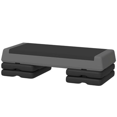 Soozier Adjustable Exercise Step Platform, 3-Level with Risers 4", 6", 8" Aerobic Stepper, 550lbs Weight Capacity, Grey