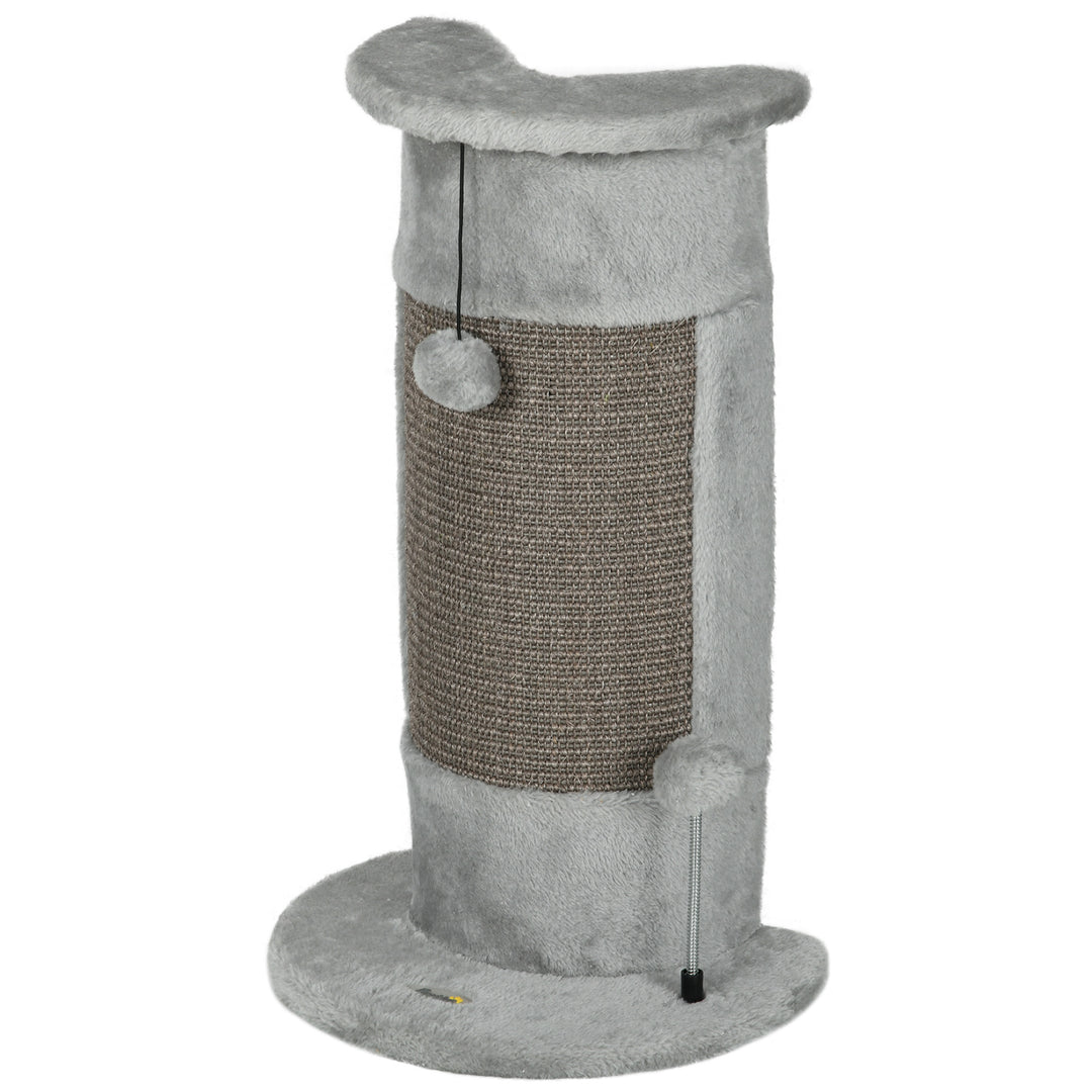 PawHut 23" Cat Scratching Post with Covered Plush, Play Balls, for Indoor Cats, Grey