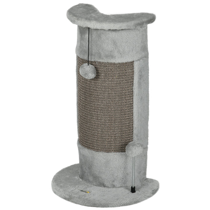PawHut 23" Cat Scratching Post with Covered Plush, Play Balls, for Indoor Cats, Grey