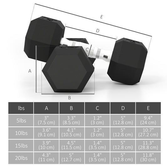Soozier 100 LBS Hex Dumbbell Set with Rack, Rubber Coated Weights with Non-Slip Handles for Home Gym Strength Training