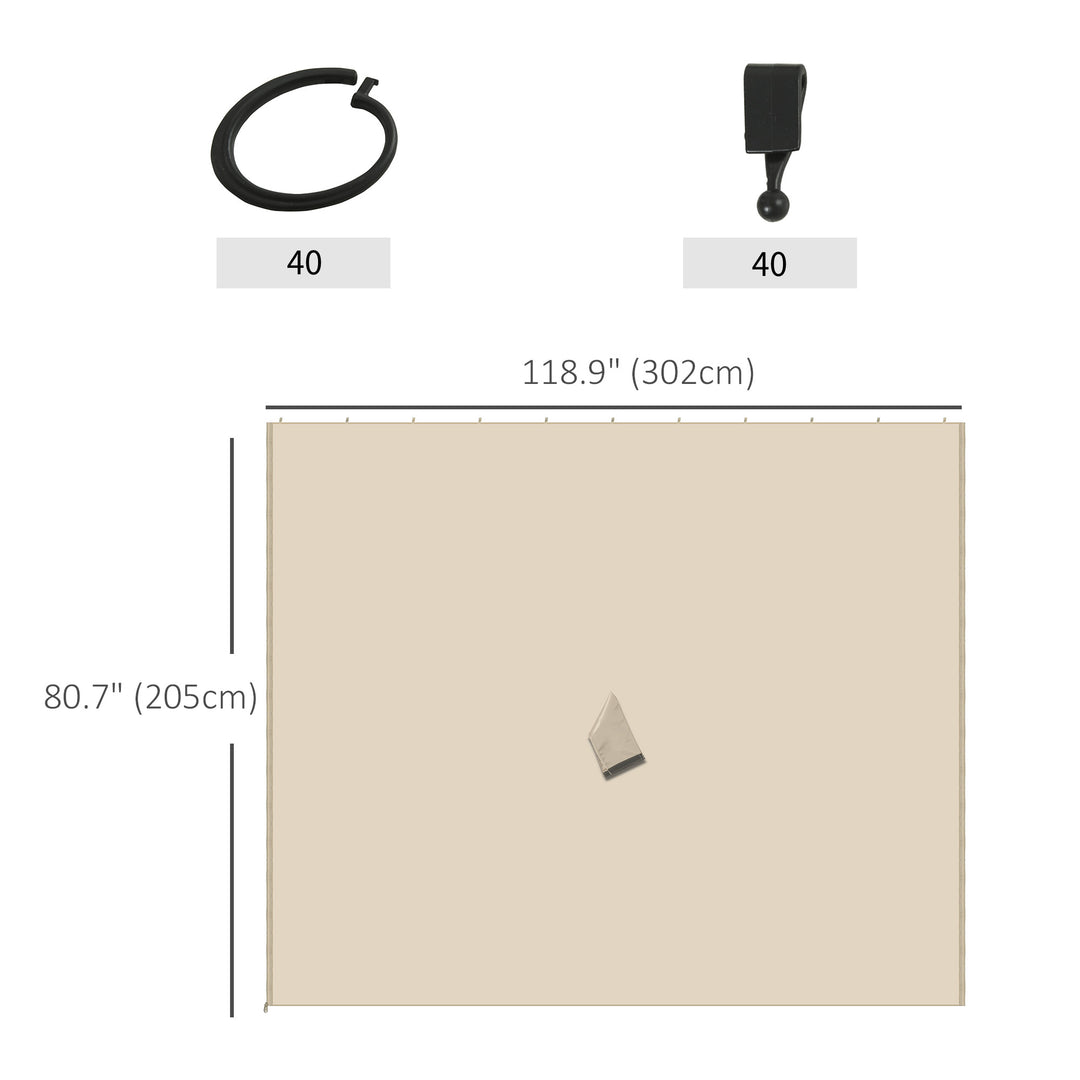 Outsunny 10' x 10' Universal Gazebo Sidewall Set with 4 Panels, Hooks/C-Rings Included for Pergolas & Cabanas, Beige