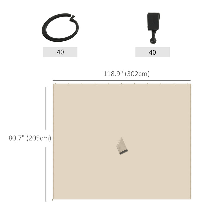 Outsunny 10' x 10' Universal Gazebo Sidewall Set with 4 Panels, Hooks/C-Rings Included for Pergolas & Cabanas, Beige