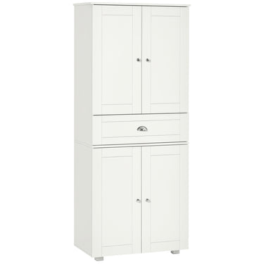 HOMCOM 72" Kitchen Pantry Cabinet, Modern Kitchen Pantry Storage Cabinet with 4 Doors and 3 Adjustable Shelves, White