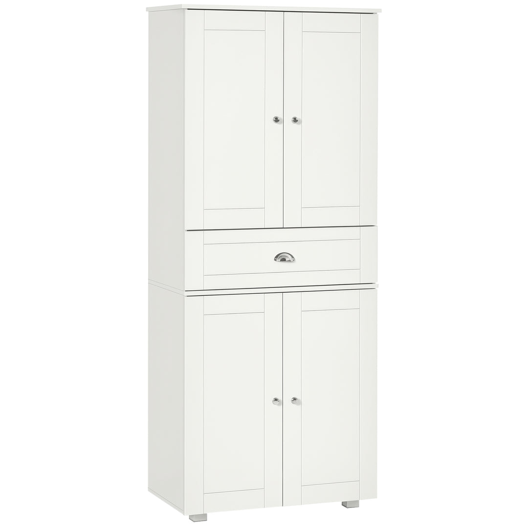 HOMCOM 72" Kitchen Pantry Cabinet, Modern Kitchen Pantry Storage Cabinet with 4 Doors and 3 Adjustable Shelves, White