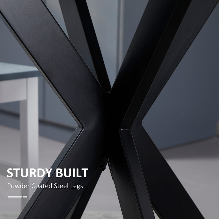 HOMCOM 29" Dining Table, Contemporary Round Kitchen Table with Steel Legs, Grey