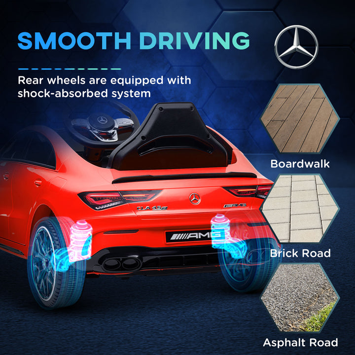 Qaba Mercedes-Benz AMG Licensed 12V Ride on Car, Kids Electric Car with Remote Control, Spring Suspension, LED Lights, Red