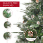 HOMCOM HOMCM 6FT Artificial Christmas Snow Pine Tree Holiday Home Xmas Decoration with Automatic Open, Pinecone, Green