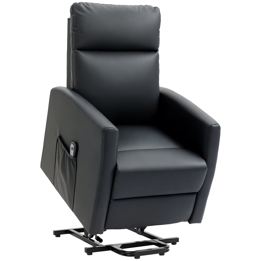 HOMCOM Power Lift Recliner Chair with Remote Control Side Pocket for Living Room Home Office Study Black