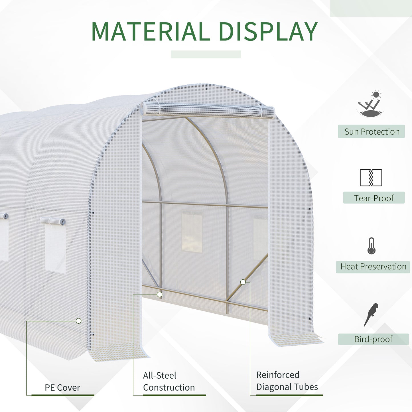 Outsunny 8.2x6.6x6.6ft Walk-in Tunnel Greenhouse Portable Garden Plant Growing Warm House with Door and Ventilation Window, White