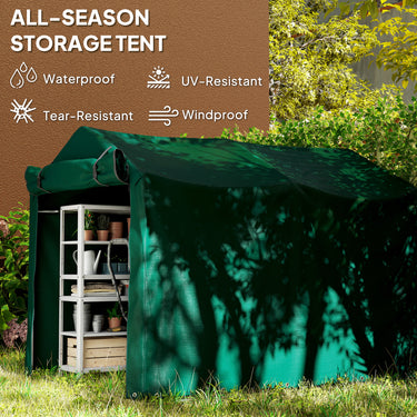 Outsunny Outdoor Storage Shed, UV Resistant Bike Tent with Roll-up Zipper Door, Portable Shed for Bike, Motorcycle, Dark Green