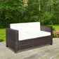 Outsunny 2 Seat Patio Loveseat Deluxe Wicker Sofa Chair Outdoor Rattan Furniture Couch All Weather with Cushion for Balcony, Deck, Garden and Poolside, Grey