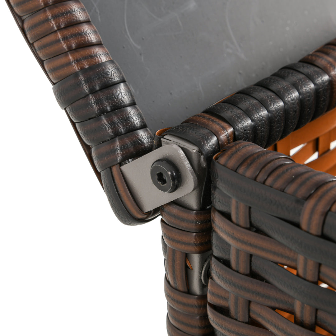 Outsunny 3 Pieces Wicker Patio Furniture Set, Rattan Bistro Set with Storage Coffee Table and Thickened Cushions, Outdoor Conversation Set for Garden, Porch, Balcony, Red